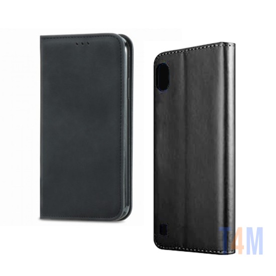 Funda Abatible de Cuero con Bolsillo Interno para Samsung Galaxy A10 Negro